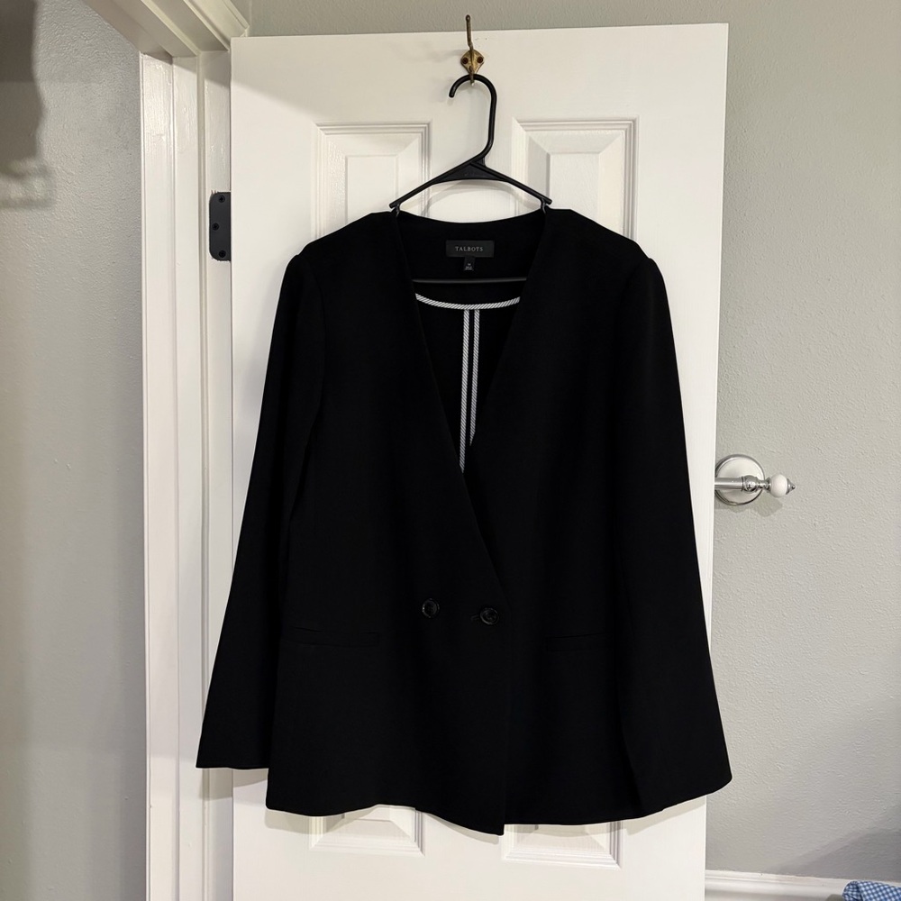 Talbots Black Triacetate Blazer Size 14
